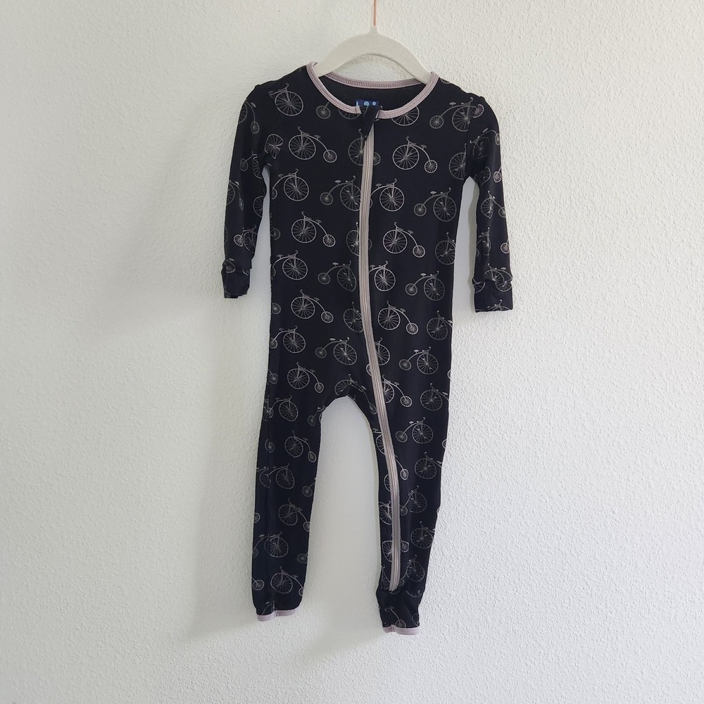 KicKee Pants 18-24M Bamboo Bicycle Print Zip Up Coverall Romper